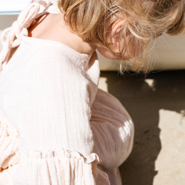 cotton and linen apricot cream belle dress loui the label