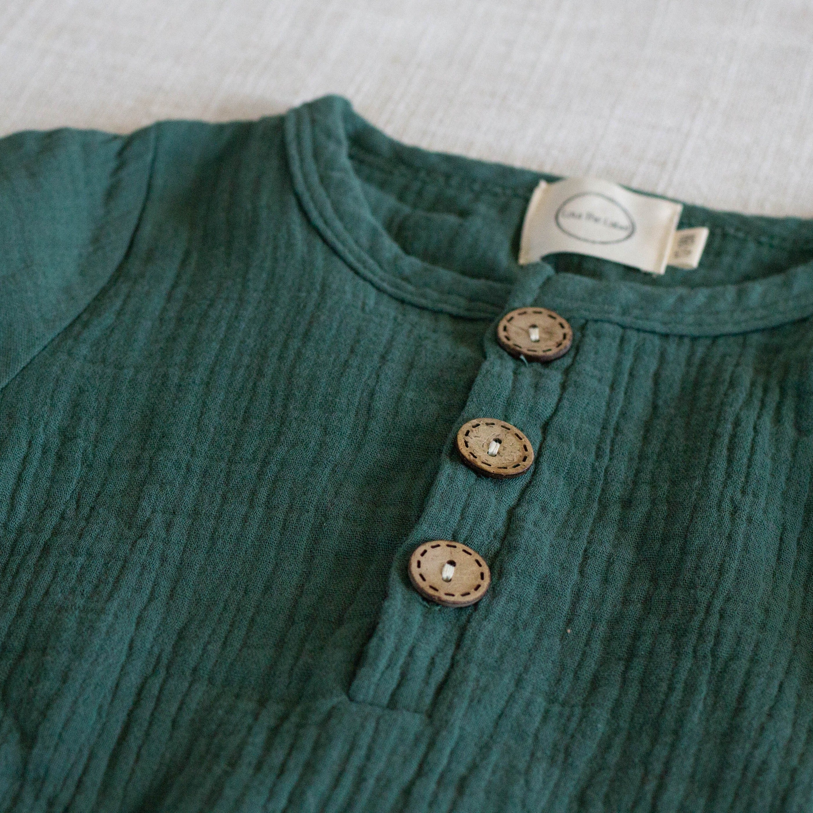 lenny romper forrest green cotton linen blend loui the label