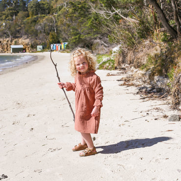 rusty rose coco dress linen and cotton blend loui the label